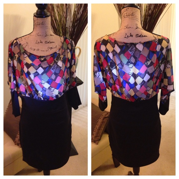 Dresses & Skirts - Multicolored cocktail dress. Size: Large.
