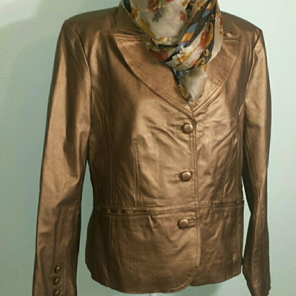 🎉HP🎉 Covington Bronze Leather Jacket XL (18)