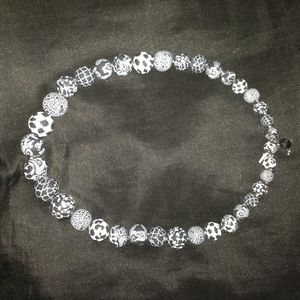 Jilzara black and white clay artisan bead necklace