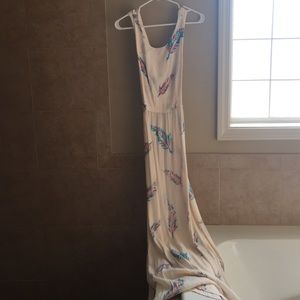 Cream feather maxi dress