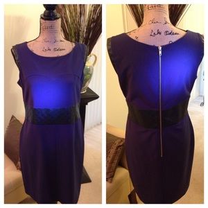Navy blue dress with leather waist. Size 12