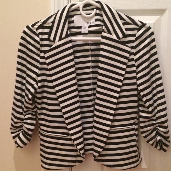 Bar III black and white striped blazer