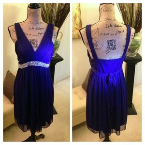 Blue cocktail dress with diamond embellishments!