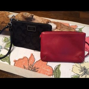 Red leather coach thin wristlet