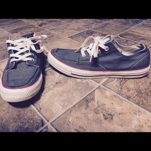 Gray converse boat shoes
