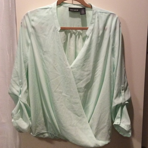 Mint pastel dkny wrap blouse