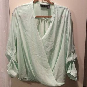 Mint pastel dkny wrap blouse