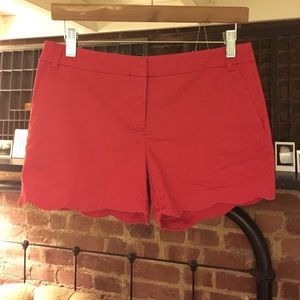 red scalloped shorts (size 2)
