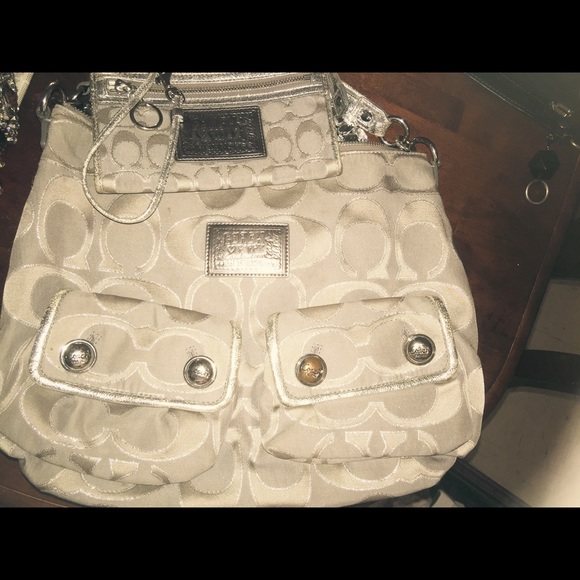 Grey coach and wristlet matching authentic