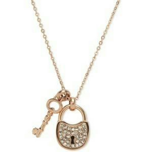 Fossil lock and key necklace