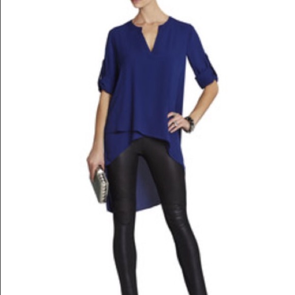 ⛔️SOLD⛔️BCBG BLUE DEPTH TOP MAZIE SPLIT NECK. - Picture 4 of 4