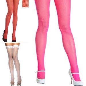 All 3for$10 stocking&tights White Red & Pink