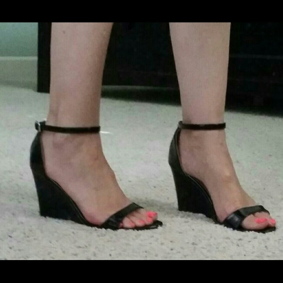 Black ankle strap wedge