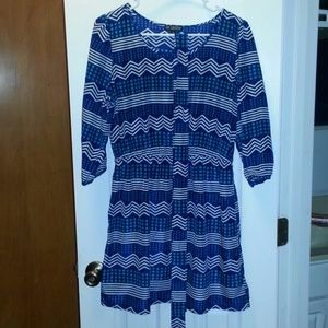 Blue Chevron Print Dress