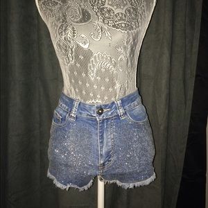 Studded High Wasted Denim Shorts