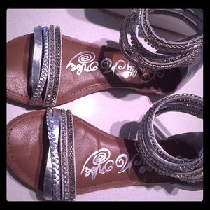 Naughty Money Strappy Sandals, Silver