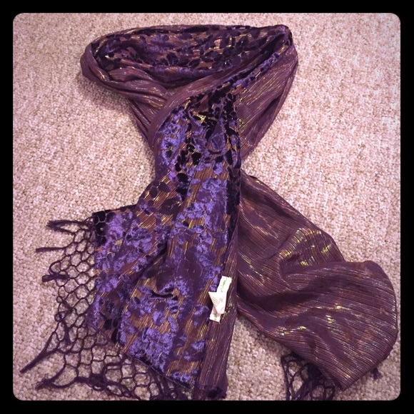 Purple Velvet & Gold Scarf