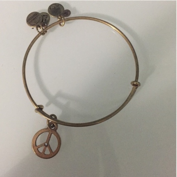 Gold Alex and Ani World Peace Charm Bangle