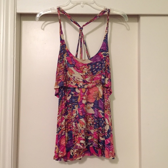 PacSun Colorful Tropical Floral Top - Picture 1 of 2
