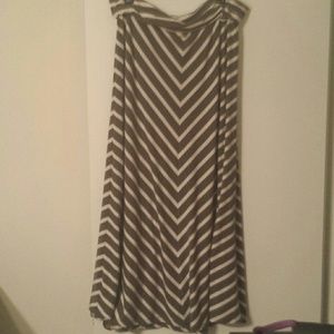 Olive Green chevron maxi skirt