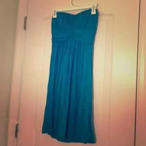 Strapless teal dress