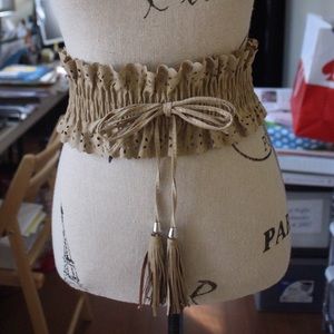 NWOT Faux Suede Belt w/ Bow Tassels