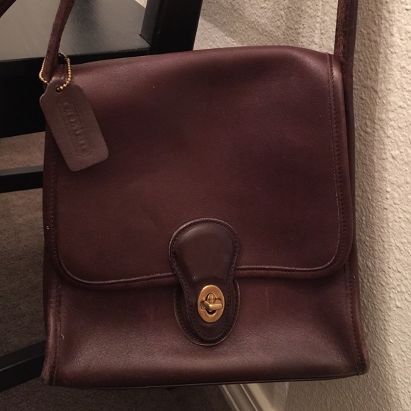 Vintage Coach chocolate brown leather handbag