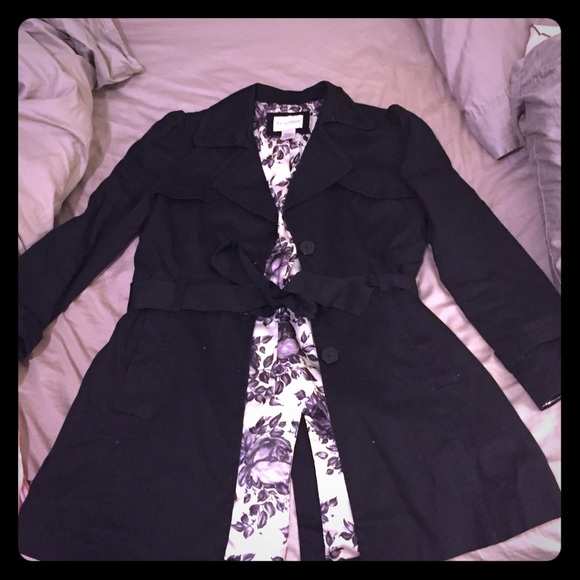 White House Black Market Black Trench Coat