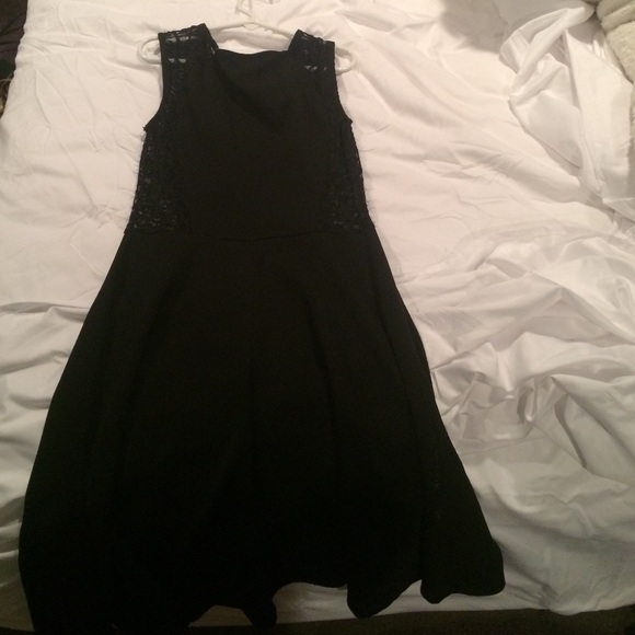 Black skater dress, lace trimming on sides