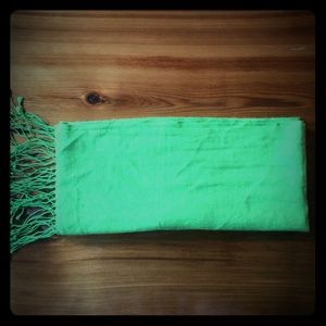 Bright apple green silk and cashmere scarf