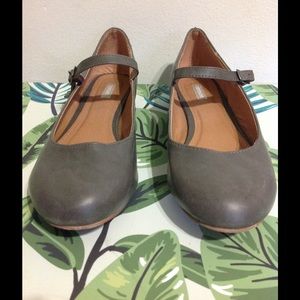 Gray Mary Jane style shoes