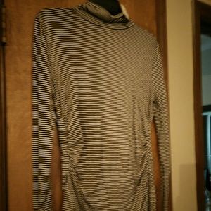 NWT black and white striped fitted turtleneck