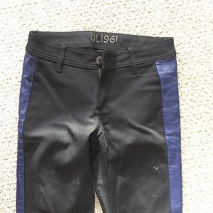 DL1961 black Jean with blue leather stripe