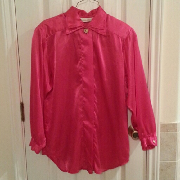 Hot pink satin shirt