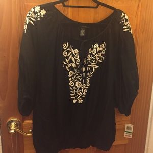 Style&Co. Black peasant blouse
