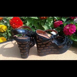 Modern Vintage Black Wedge Sandal