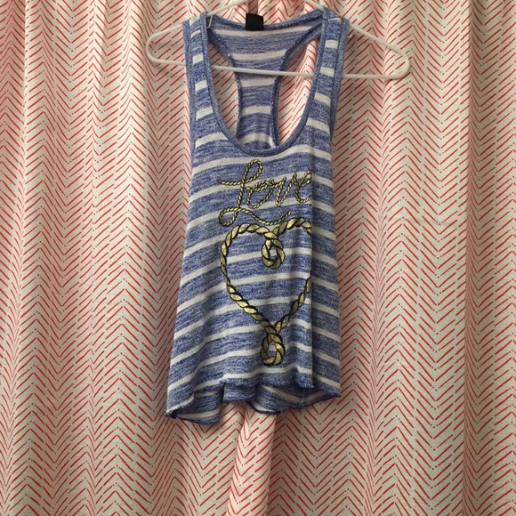 blue and white striped tank - Picture 1 of 3