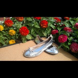Talbots Silver Leather Ballet Flats