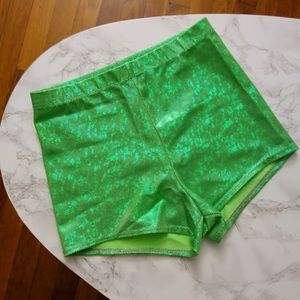 🚫SOLD🚫 Neon Green Hologram High Waist Shorts