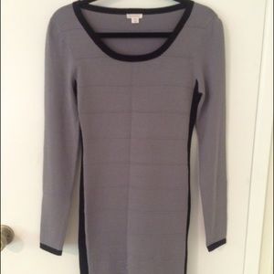 Sexy bandage type long sleeve grey dress