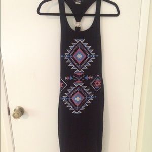 Black Aztec printed midi dress