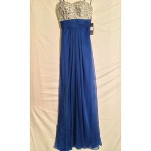 La Femme Sapphire Strapless Formal Dress