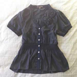 SALE! Shimmer blue top with rosettes