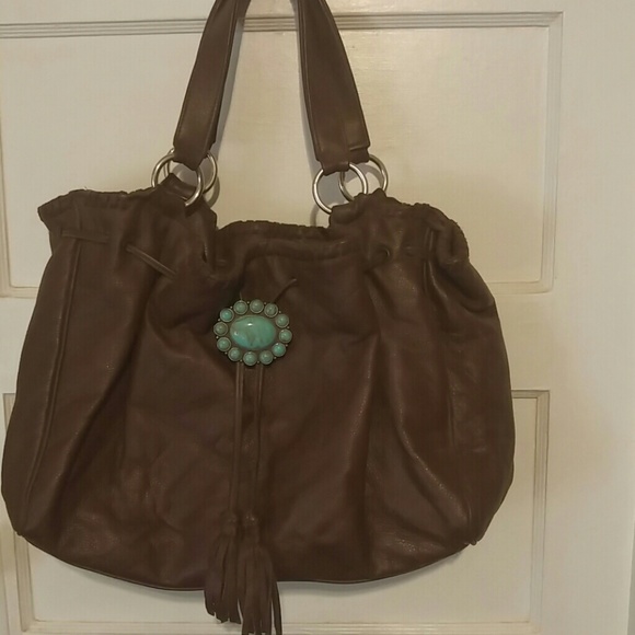 Brown leather Double D Ranch tote