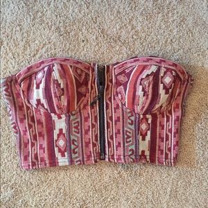 Bohemian crop top zip up