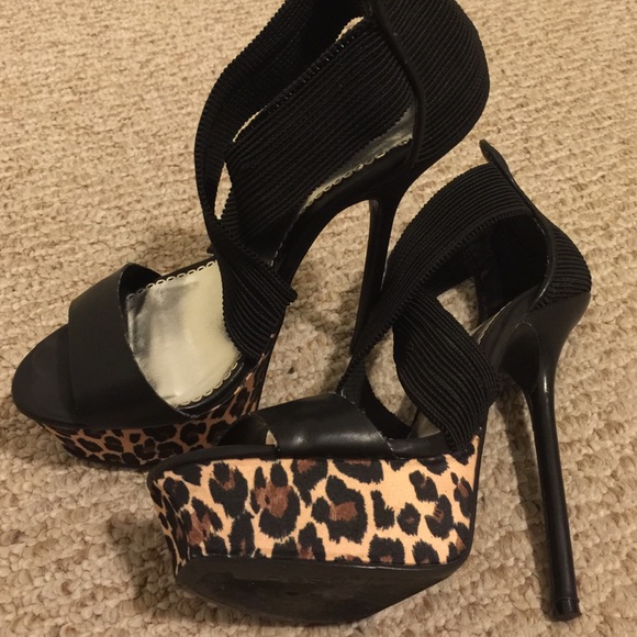 Bebe Leopard Platform Heels (add+ pics)