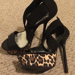 Bebe Leopard Platform Heels (add+ pics)