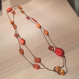 Orange stone and bead necklace