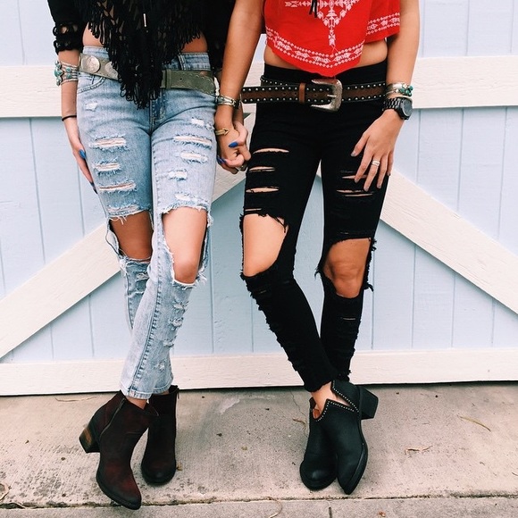 LF CARMAR black ripped jeans 24 - Picture 3 of 4