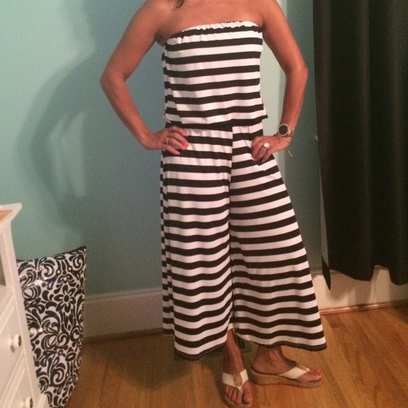 Black and White Stripped Romper!